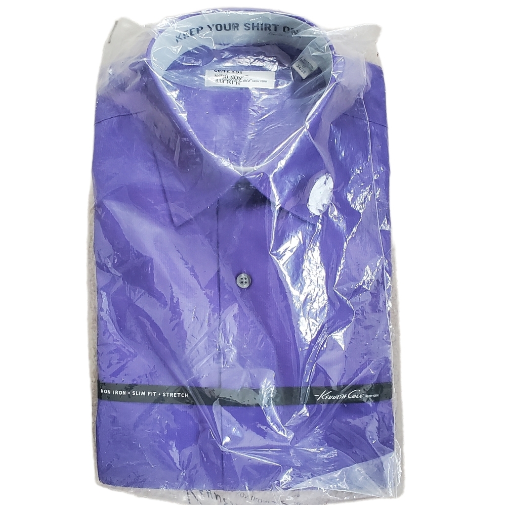 NWT Kenneth Cole new york slim fit amethyst long sleeve dress shirt sz 16 34/35